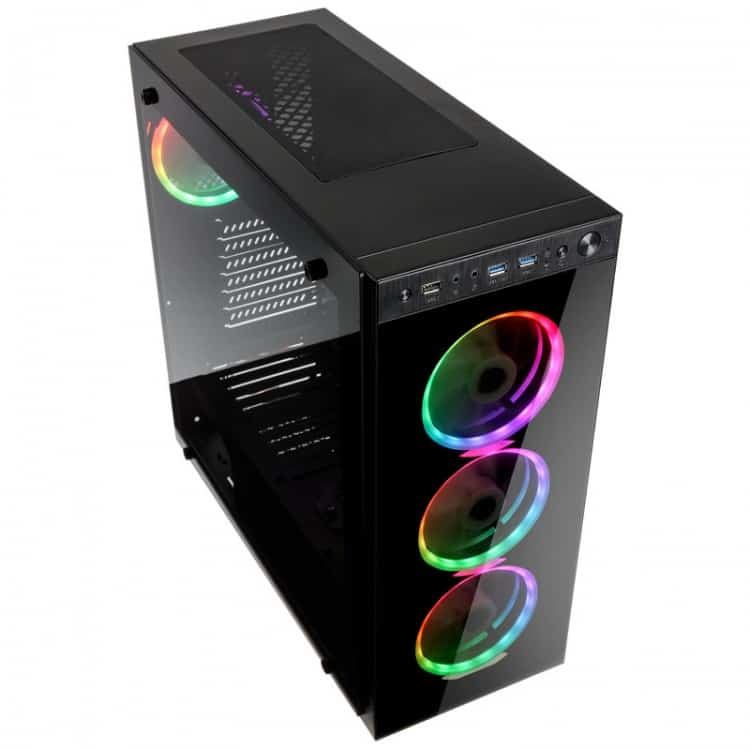 Кутия за компютър Kolink Horizon RGB Midi-Tower, Micro ATX, Mini ITX, ATX, черен (HORIZON)