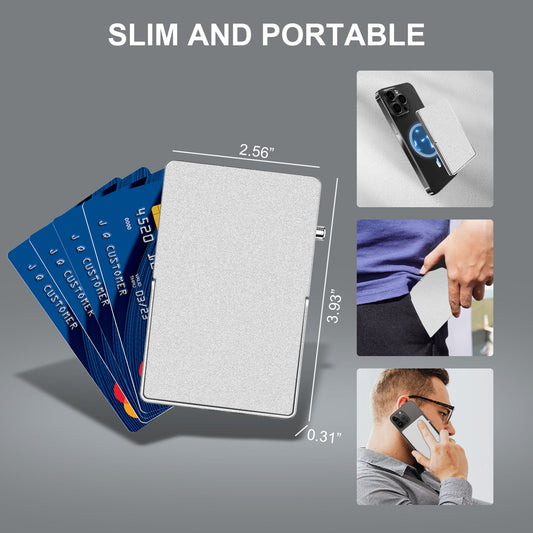 RFID Blocking Wallet Minimalist Slim Card Holder for Magsafe with Adjustable Stand, Metal Pop Up Magnetic Wallet  for Men TOYFID-1