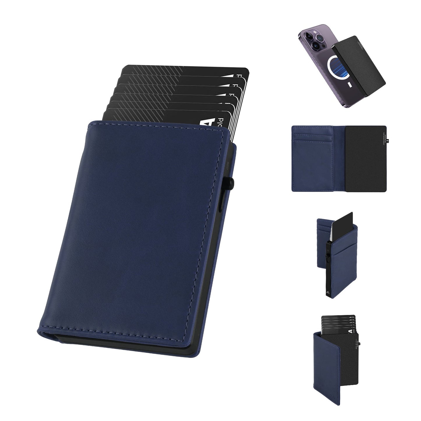 TOYFID Aluminum Alloy Wallet With Genuine Leather Cover Men's Billfolds-6