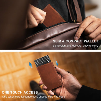 TOYFID Aluminum Alloy Wallet With Genuine Leather Cover Men's Billfolds-4