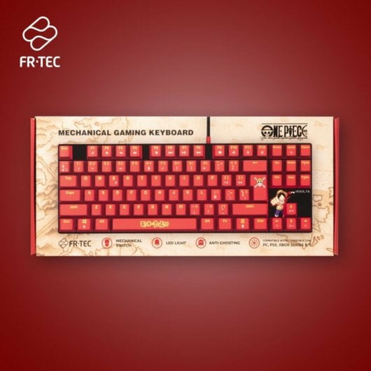 Keyboard and Mouse FR-TEC OP4001 QWERTY Burgundy-1