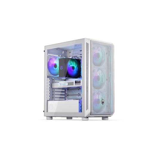 Endorfy Számítógépház - Arx 500 White ARGB (ATX/micro ATX/ITX, 1xUSB-C, 2xUSB3.0, 4x14cm LED ventilátor, ablakos, fehér)